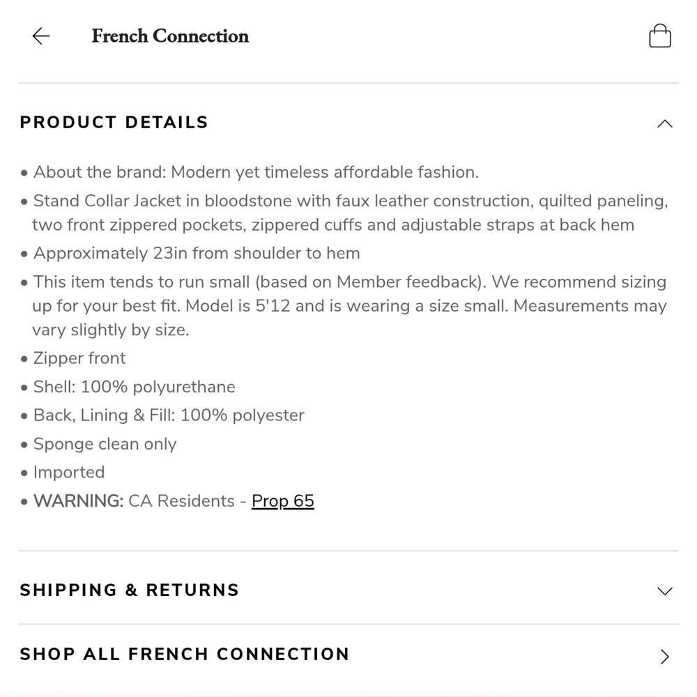 French Connection Leather Jacket - Picture 3 of 3